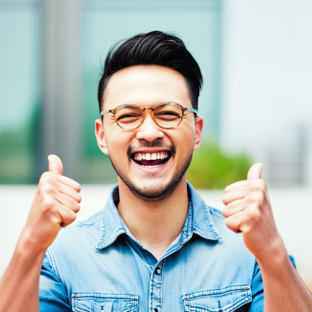 Man smiling and feeling energetic after using product